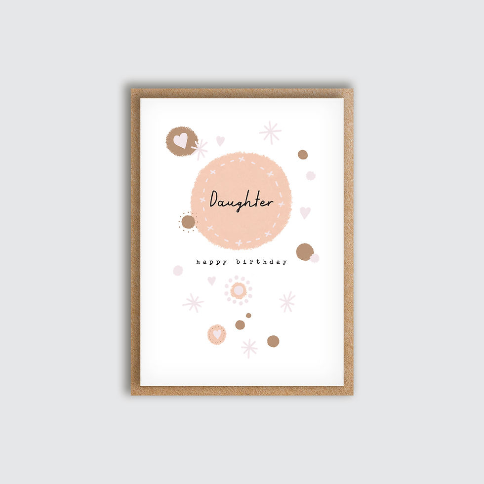 Daughter Dreamy Vibes Birthday Card. Front view of card.