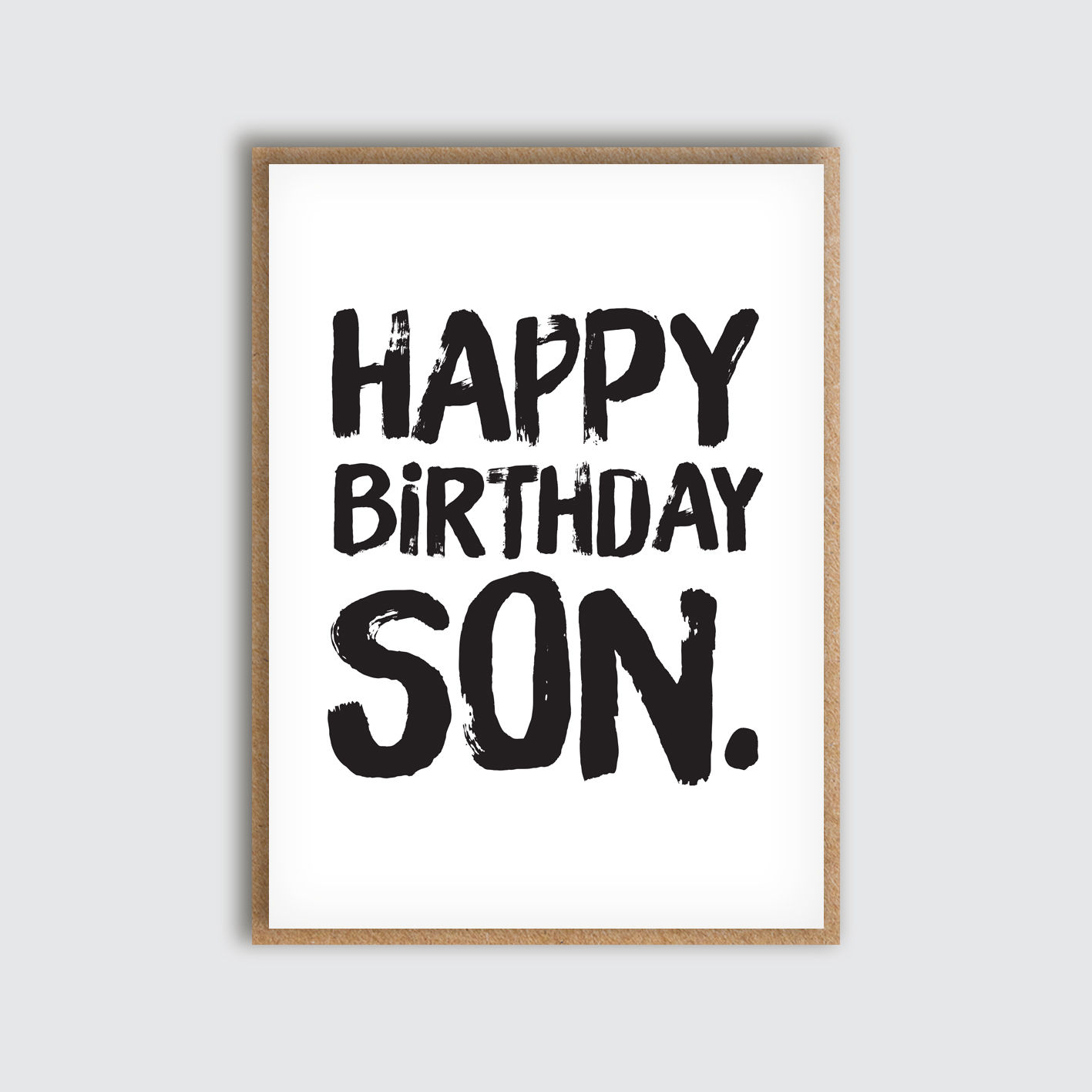 Son Birthday Brush Text Card. Front view of card.