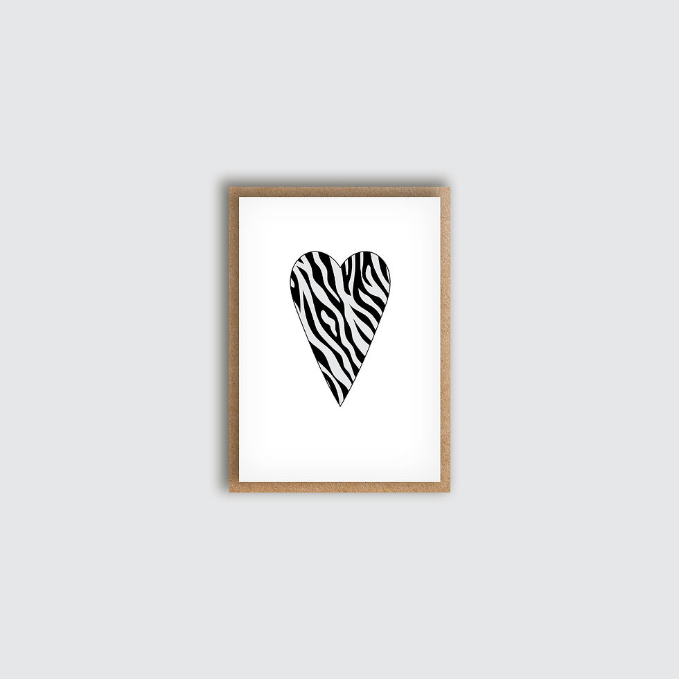 Zebra Heart Card. Front view of card.
