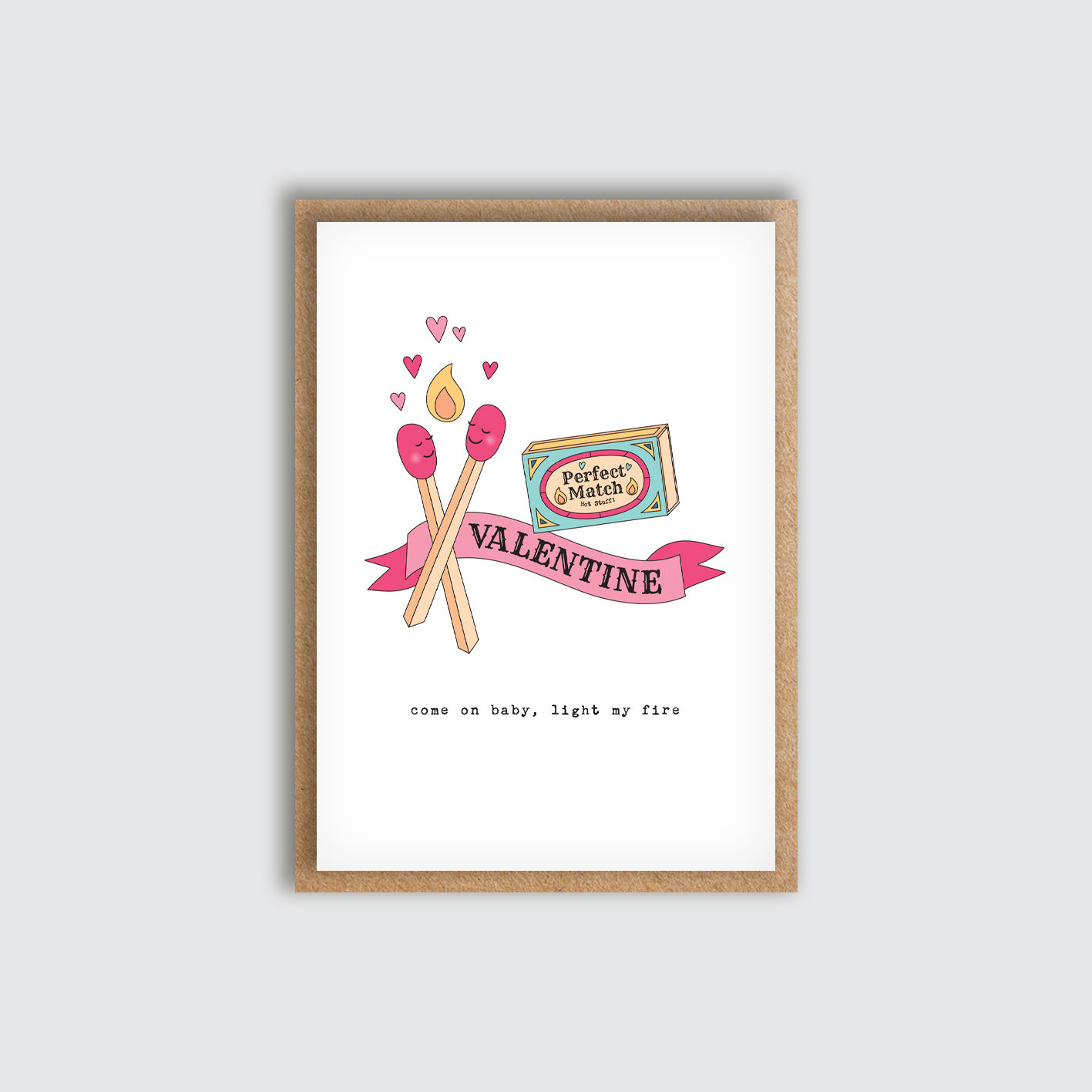 Perfect Match Valentine Card. Front view of card.