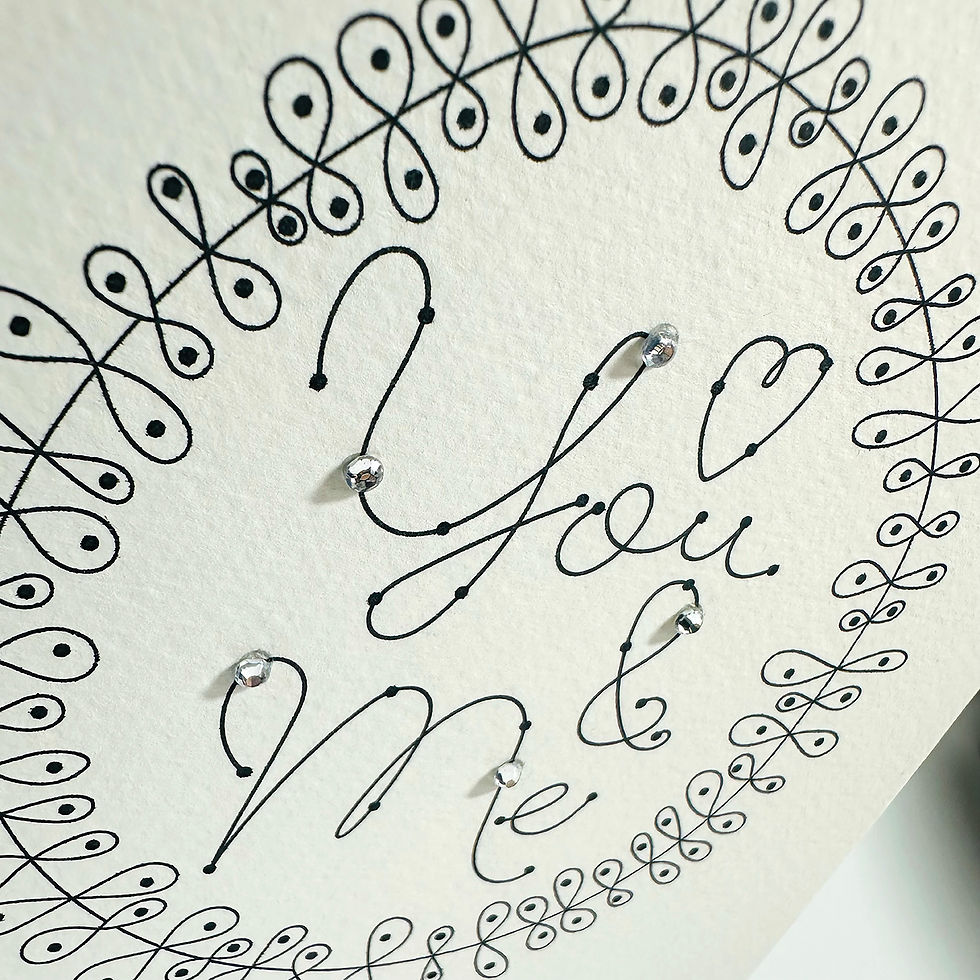Close up of You & Me Wife Anniversary Card.