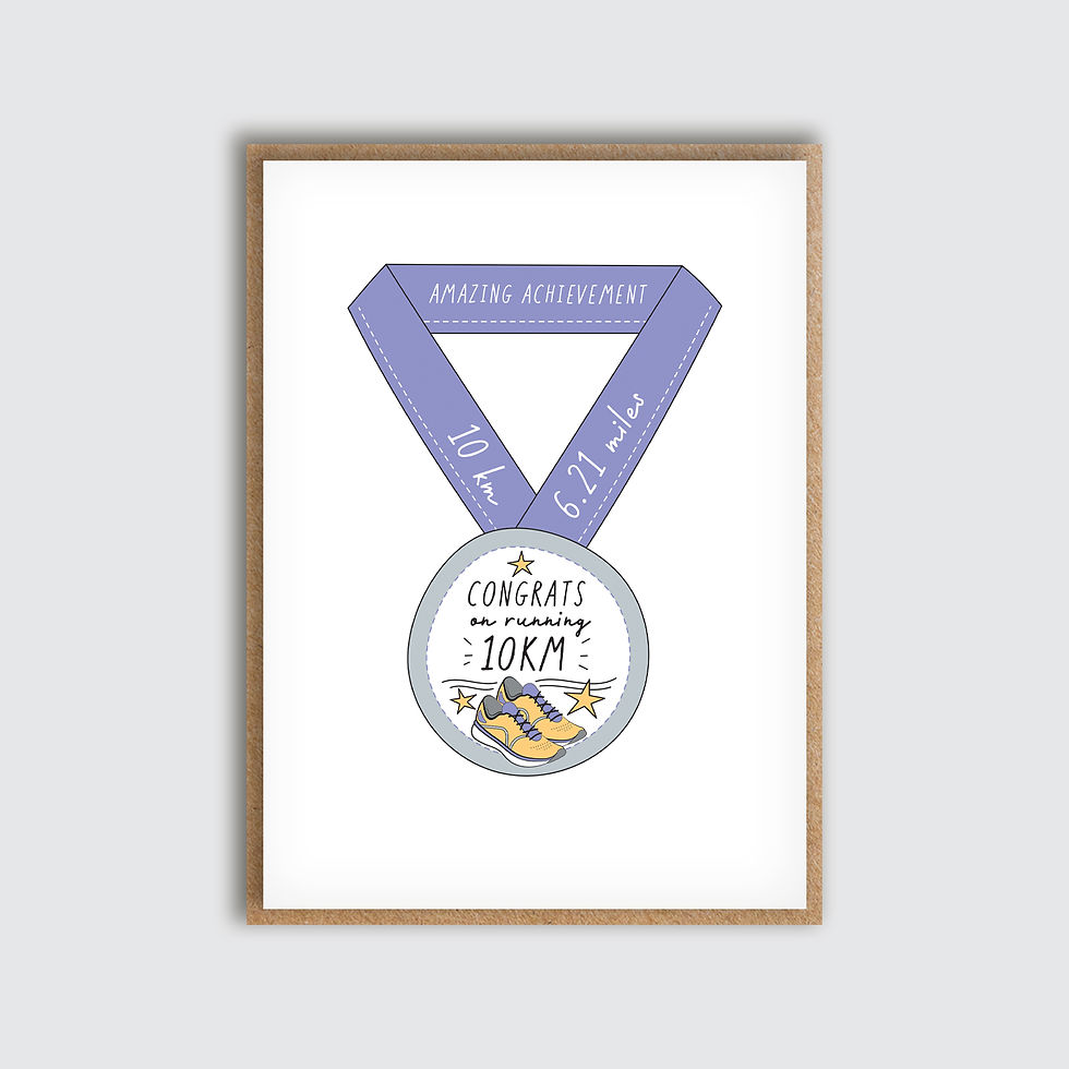 10km Congratulations Card. Front view of card.