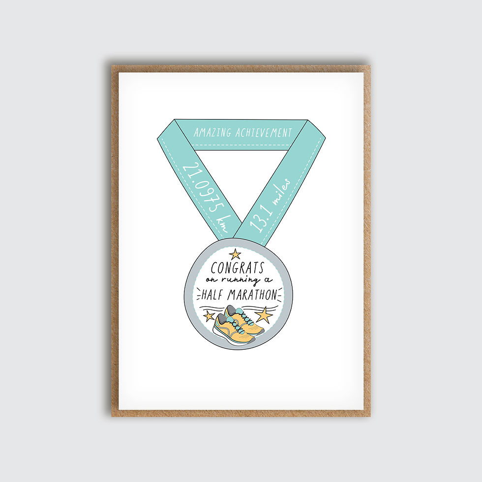 Half Marathon Congratulations Card. Front view of card.