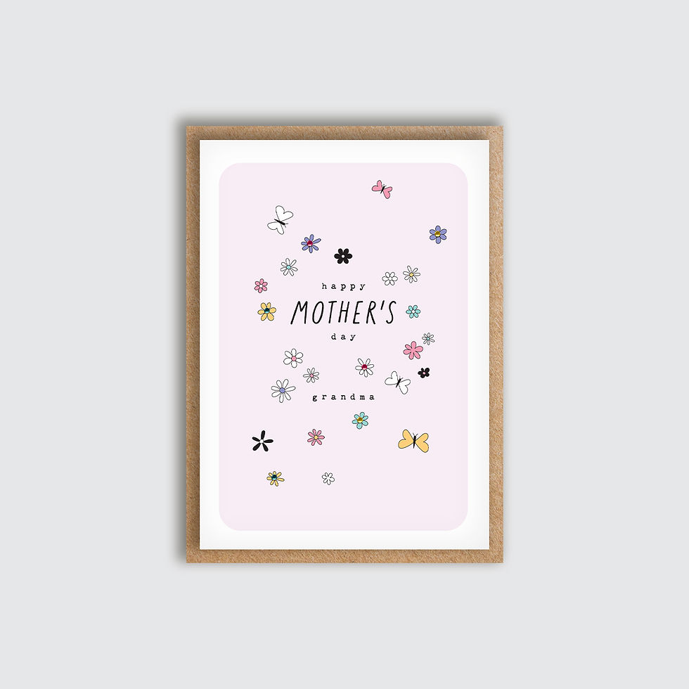 Grandma Dainty Flowers Mother's Day Card. Front view of card.