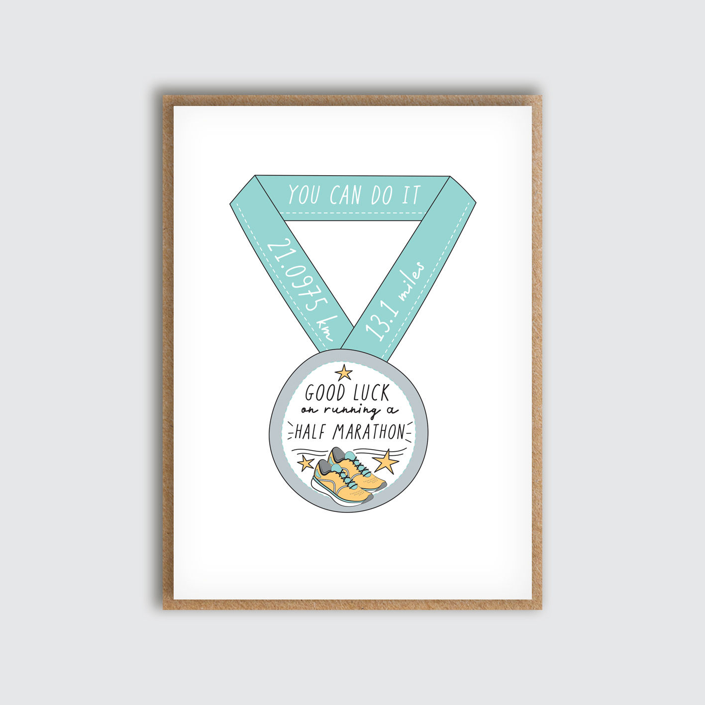 Half Marathon Good Luck Card. Front view of card.