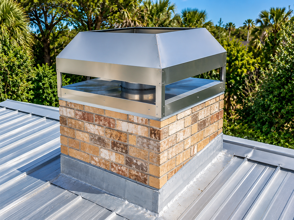 Custom stainless steel chimney shroud installed on a brick chimney in Cocoa, Florida