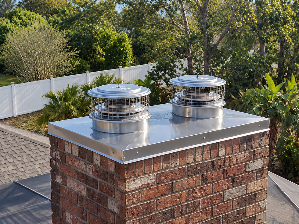 Multi-flue chimney caps with stainless steel chase cover in Satellite Beach, Florida