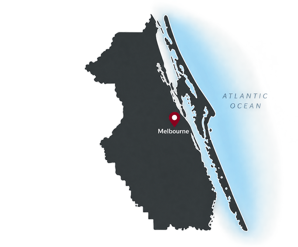 Service area map of Melbourne and Brevard County, Florida