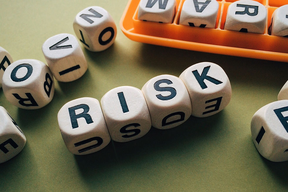 Scrabble blocks that spell the word risk