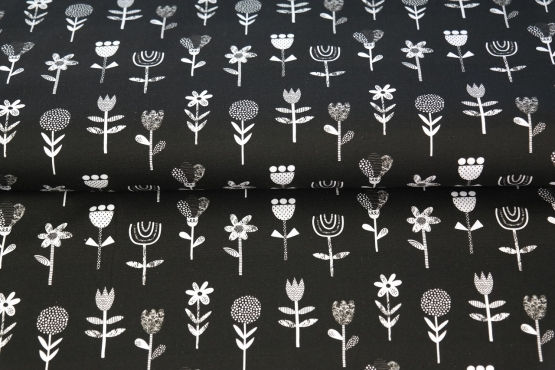 Popelín Black garden