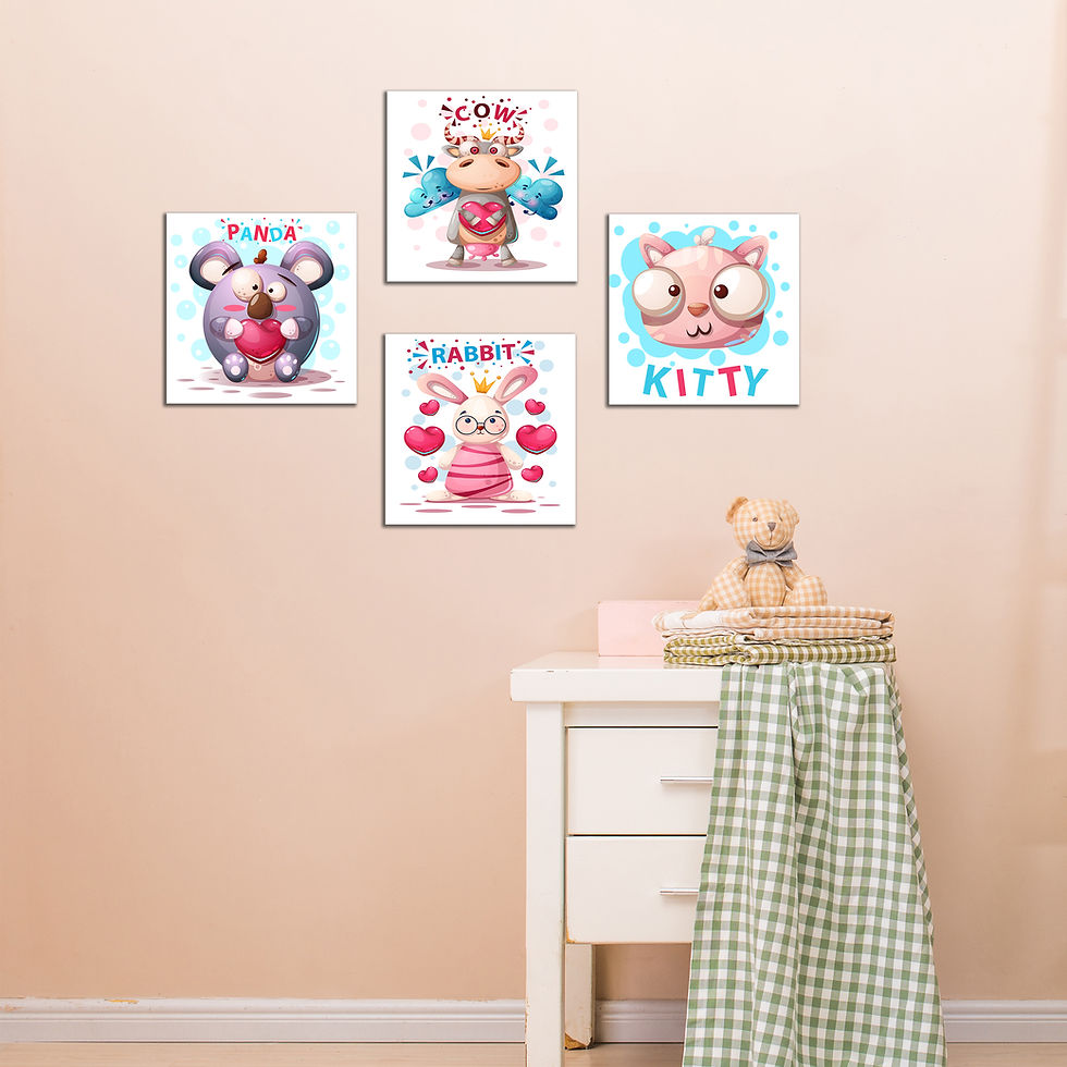 Thumbnail: WENS "BABY GIRL" Set of 4 Sparkle Laminated Wall Panels For Kids