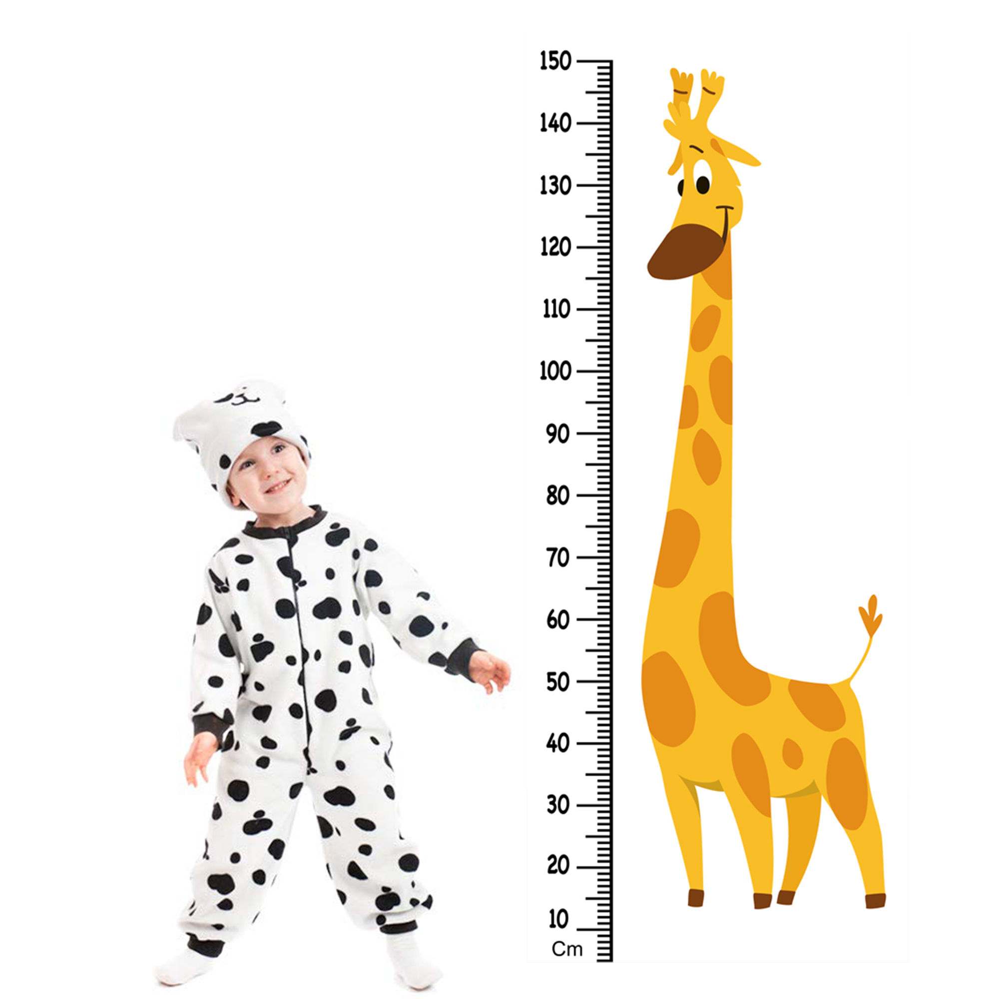 WENS Cheerful Giraffe Height Measurement Removable Wall Sticker