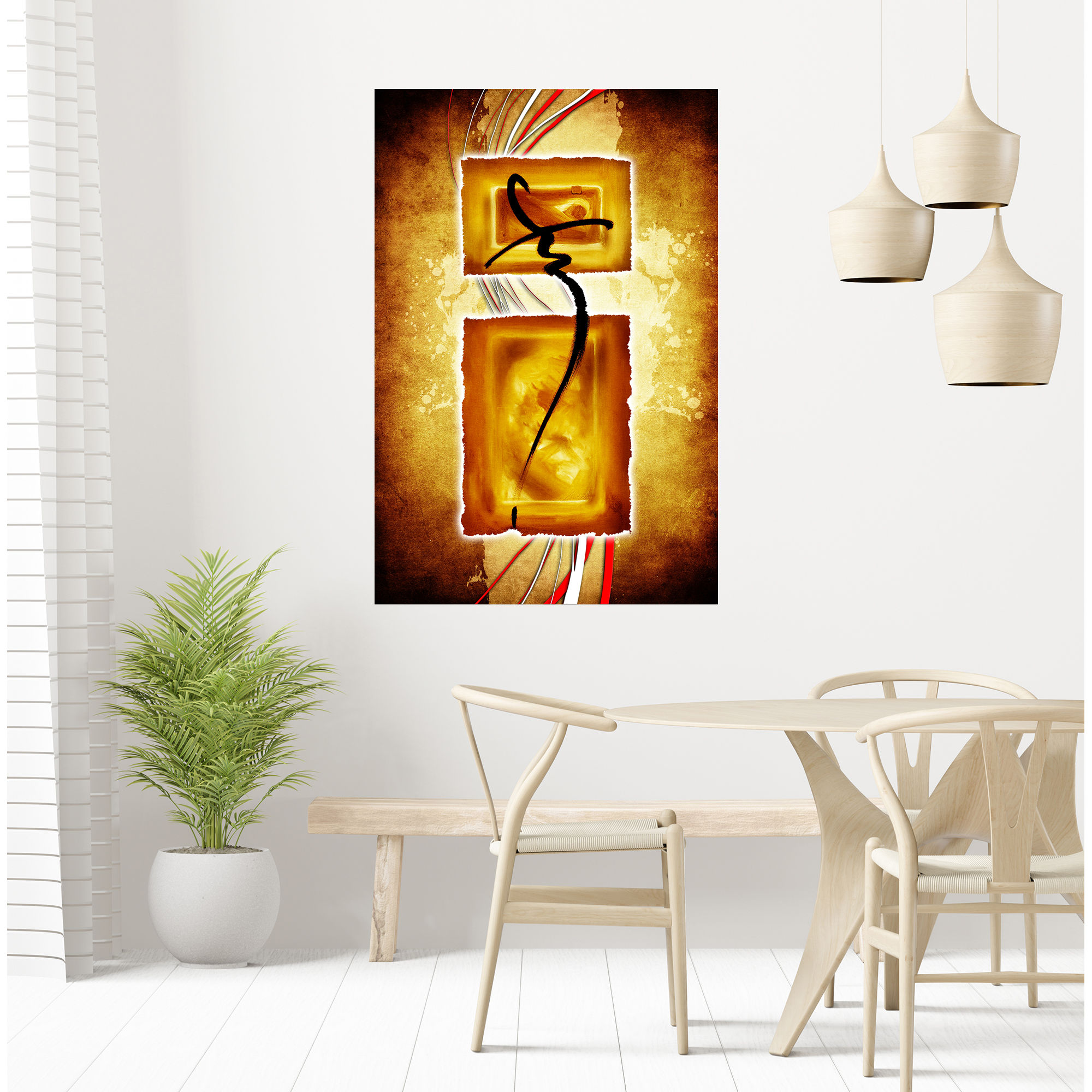 "WENS ""Modern Art "" Self Adhesive Wall Poster for Home Decor(Vinyl, 24 x 36 In