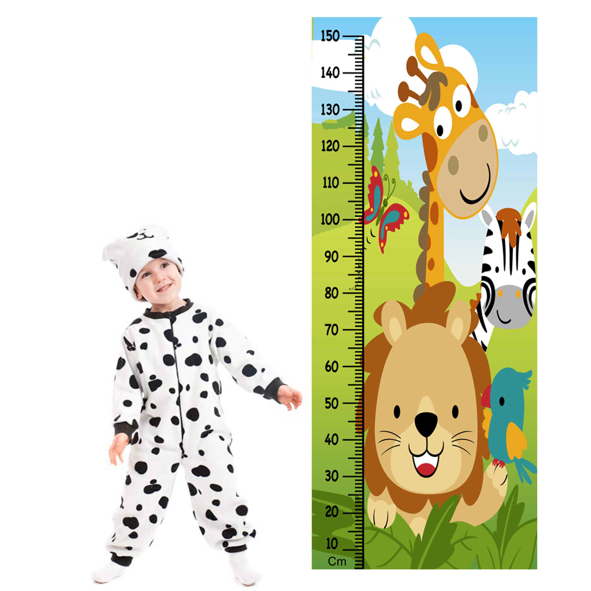 WENS Funny Animals Height Measurement Removable Wall Sticker