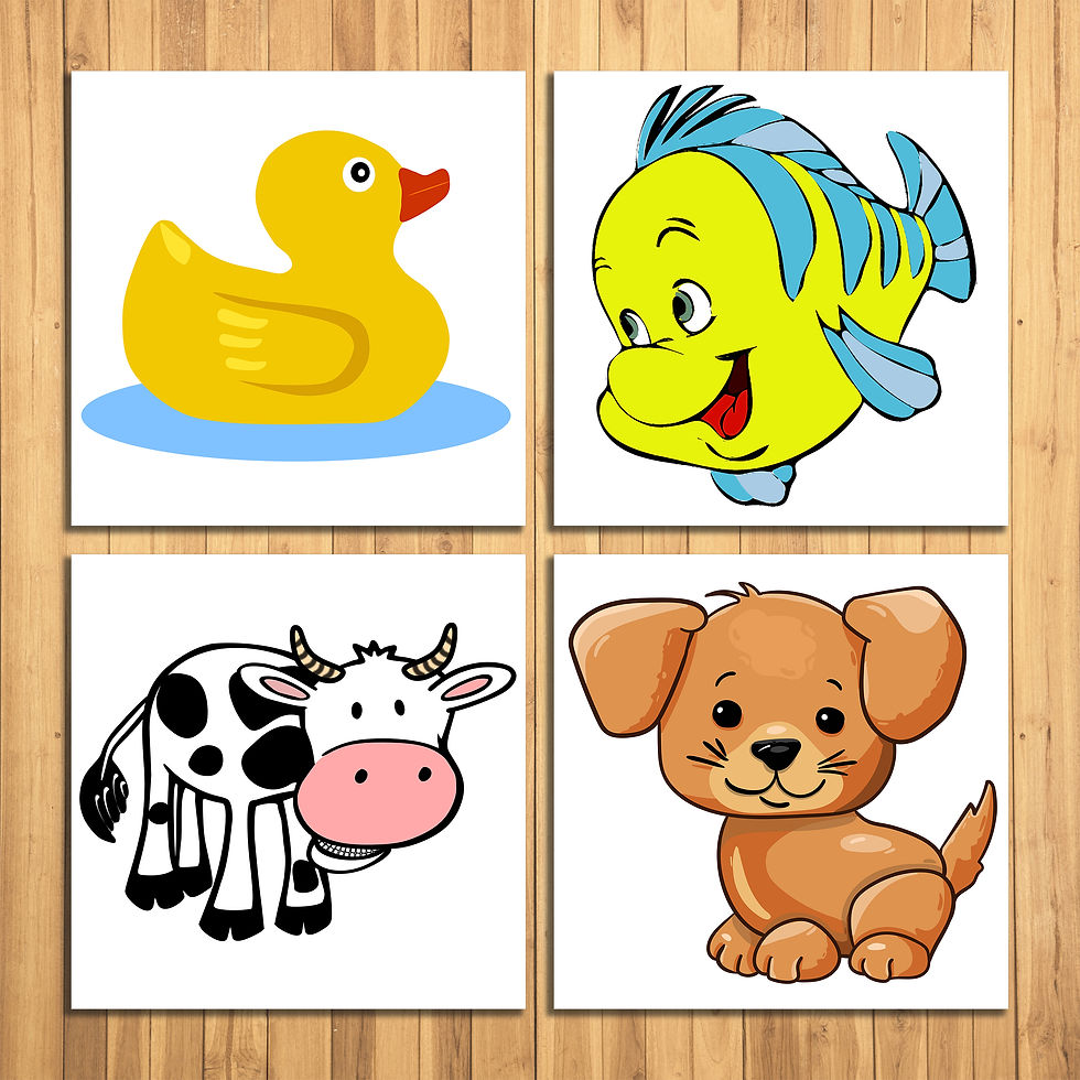 Thumbnail: WENS "Animals Nursery" Set of 4 Sparkle Laminated Wall Panels For Kids