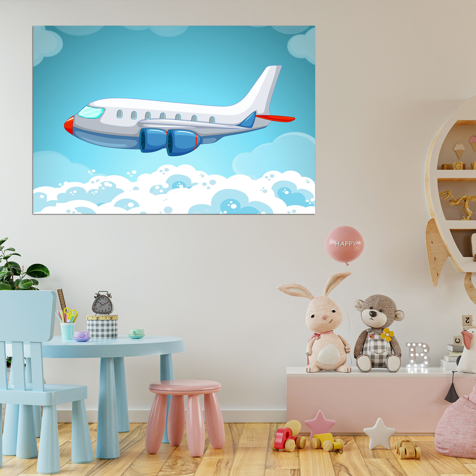 "WENS ""Aeroplane Aeroplane Up In The Sky"" Self Adhesive Wall Poster for Home D