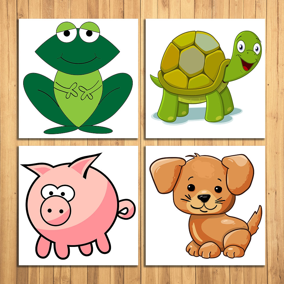 Thumbnail: WENS "Animals Nursery" Set of 4 Sparkle Laminated Wall Panels For Kids