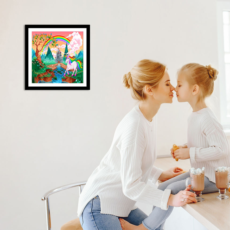 Thumbnail: WENS "UNICORN ISLAND " UV TEXTURED WALL ART PAINTING WITH FRONT ACYLIC GLASS  (4
