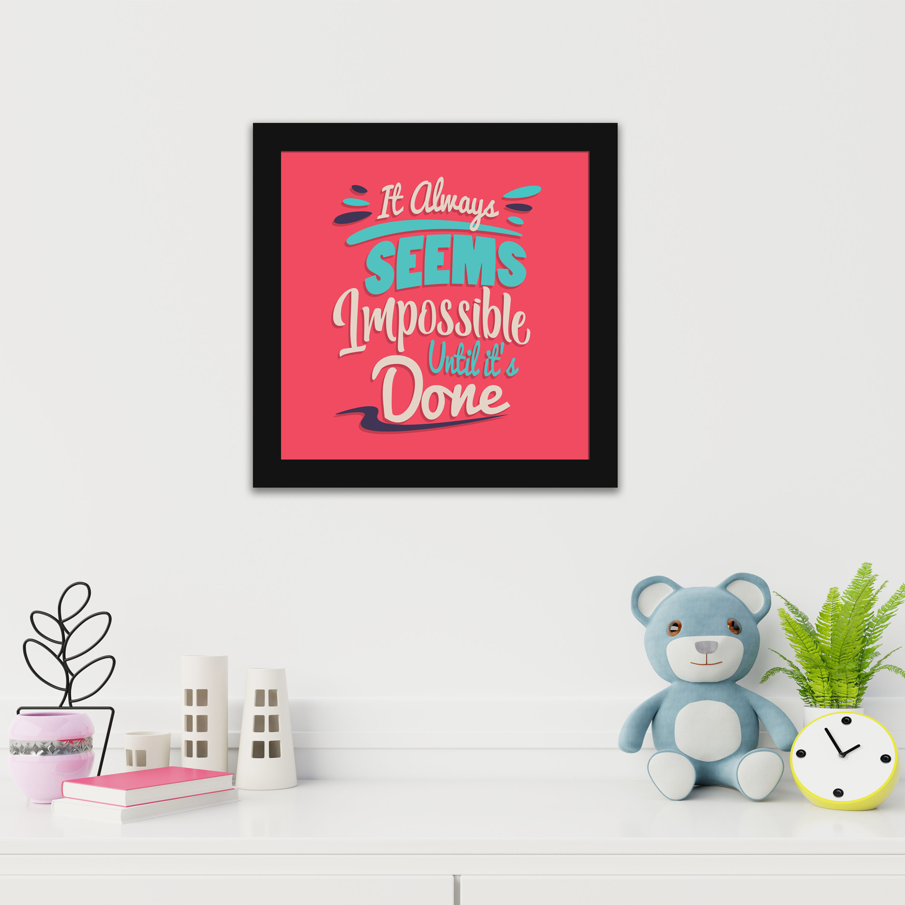 Multicolor 14X14 Inch  "Motivational Quotes " Framed Poster with Front Acyclic