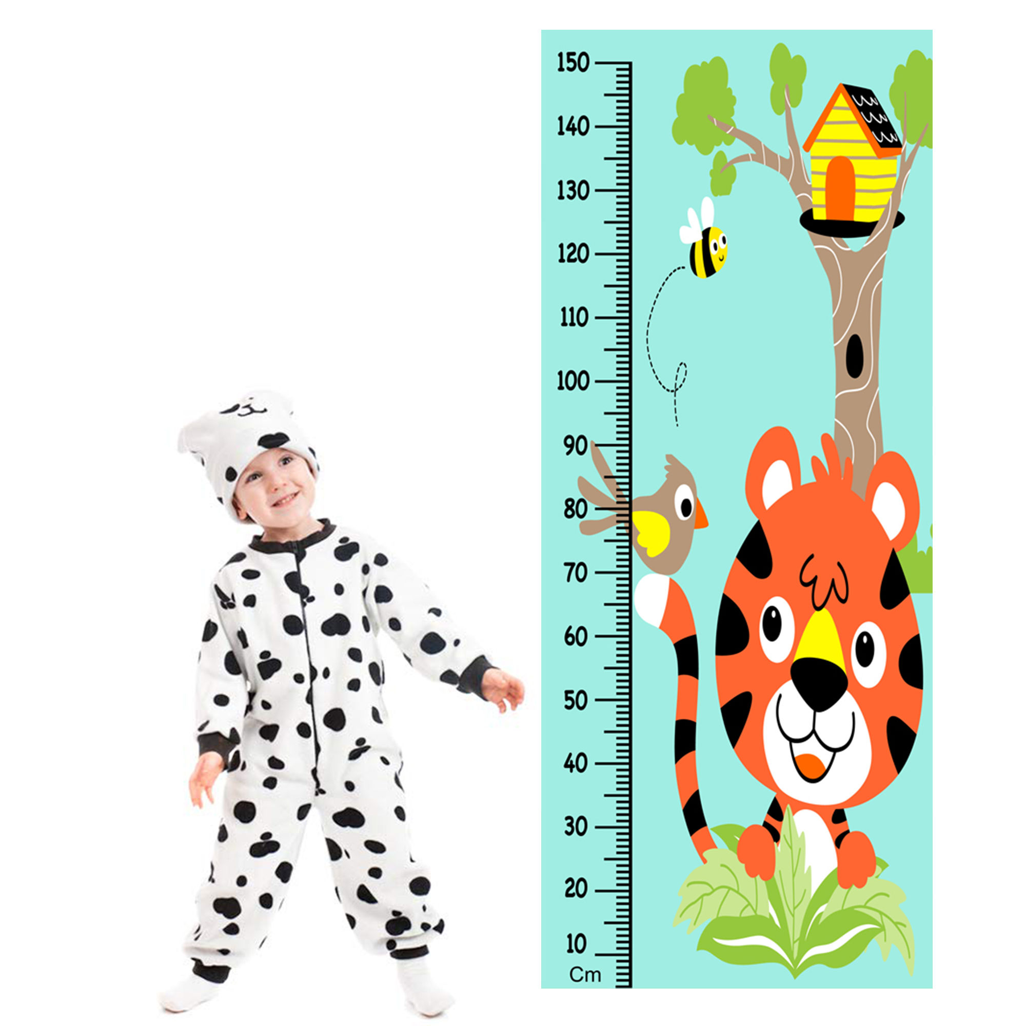 WENS Cute Animals Height Measurement Removable Wall Sticker