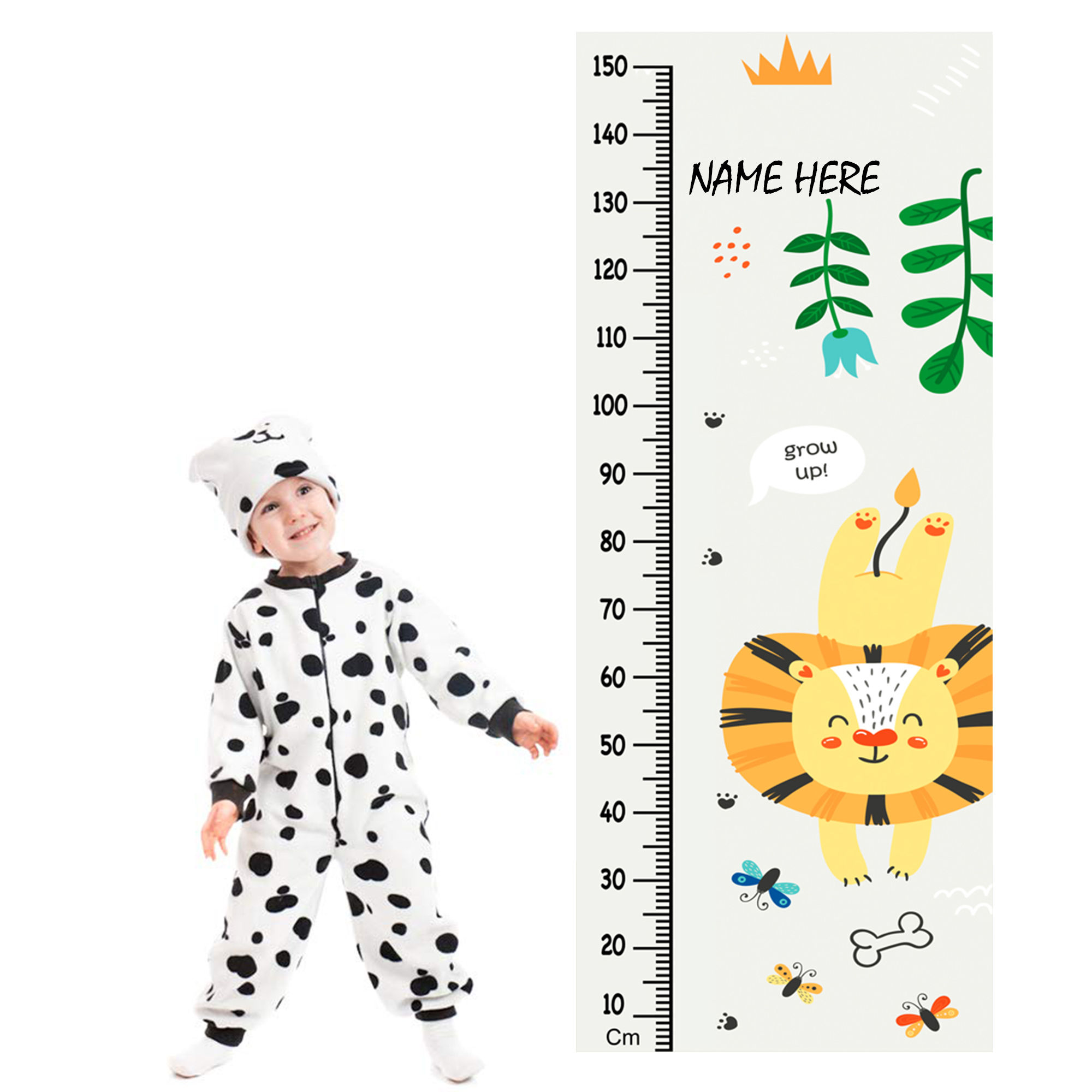 WENS Cute Lion Height Measurement Removable Wall Sticker