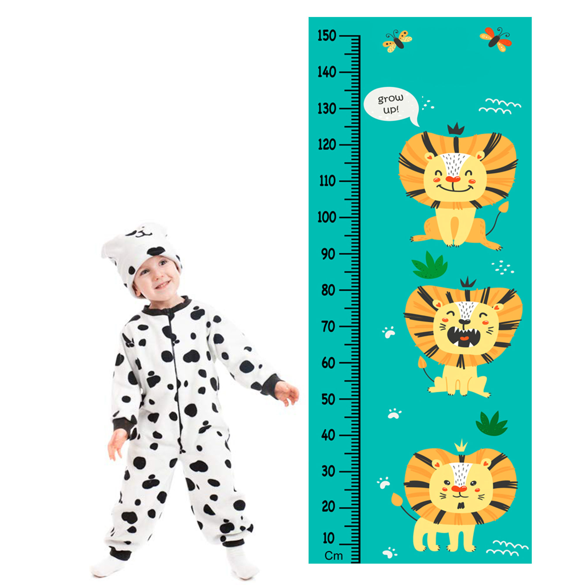 WENS Cute Lion Height Measurement Removable Wall Sticker