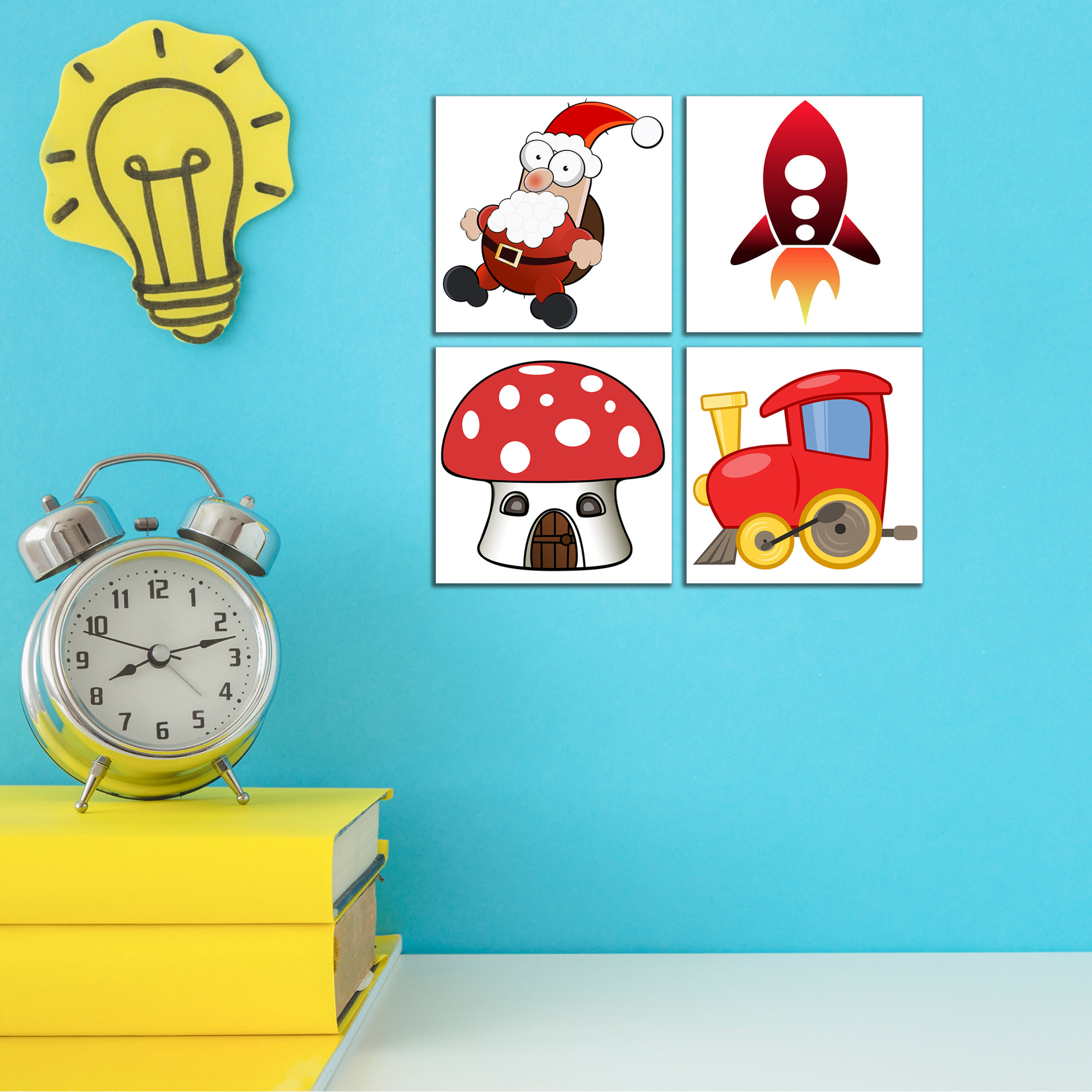 WENS "CARTOON" Set of 4 Sparkle Laminated Wall Panels For Kids
