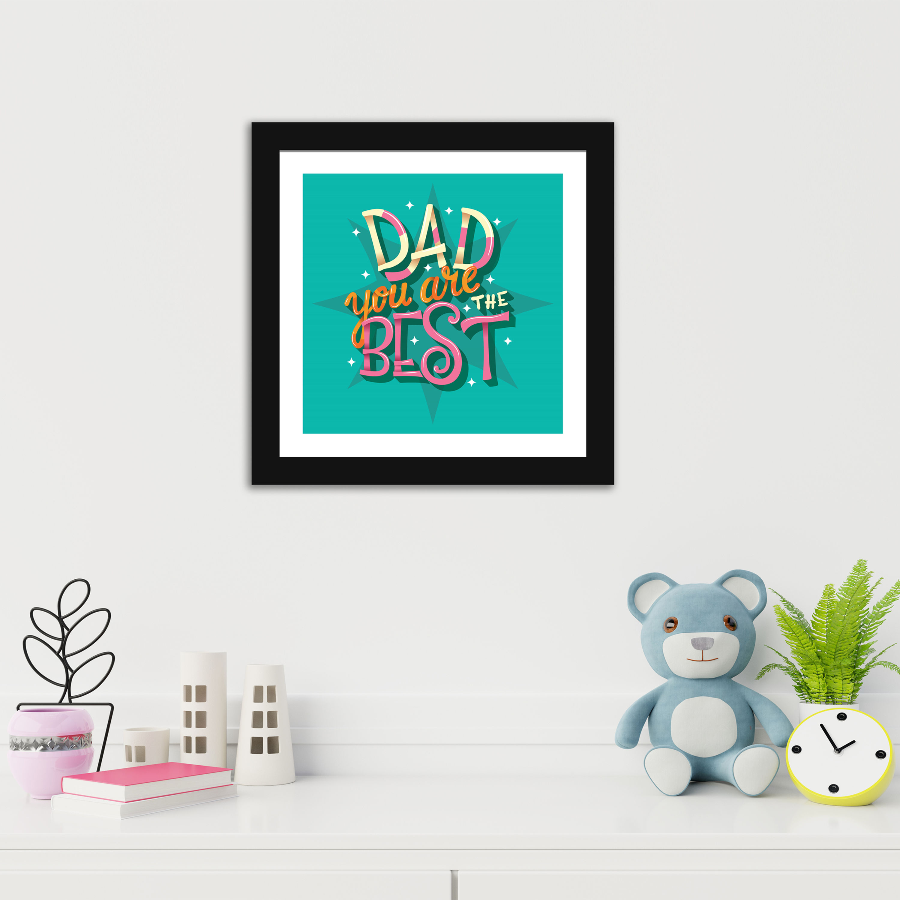 Multicolor 14X14 Inch  "DAD YOU ARE THE BEST " Framed Poster with Front Acyclic