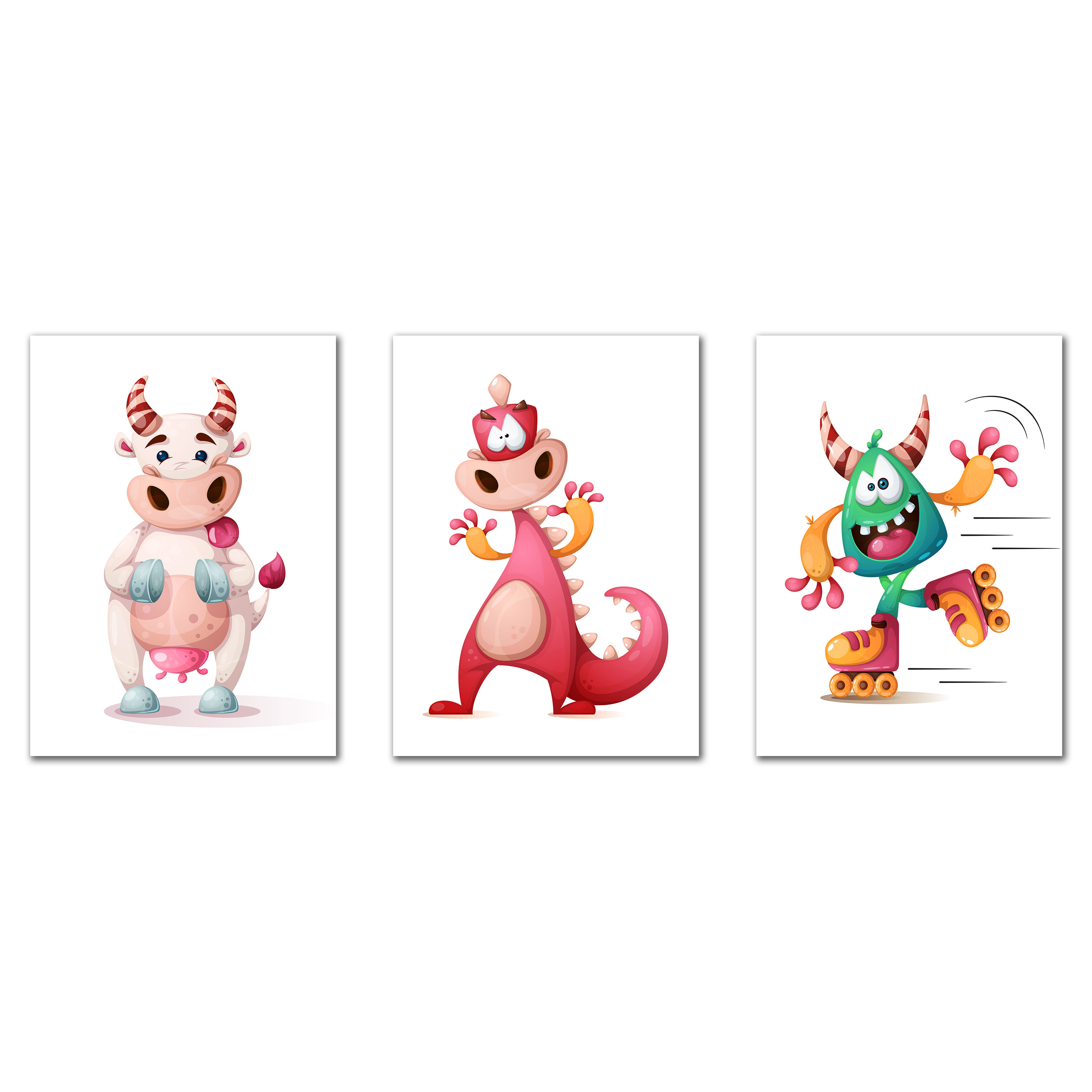 WENS "Cartoon theme" Set of 3 Sparkle Laminated Kids Wall Panels (61 x 28 cm)