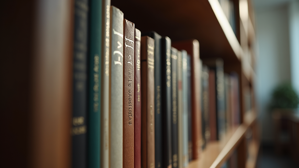 Eye-level view of a bookshelf filled with books on cooperation and ethics