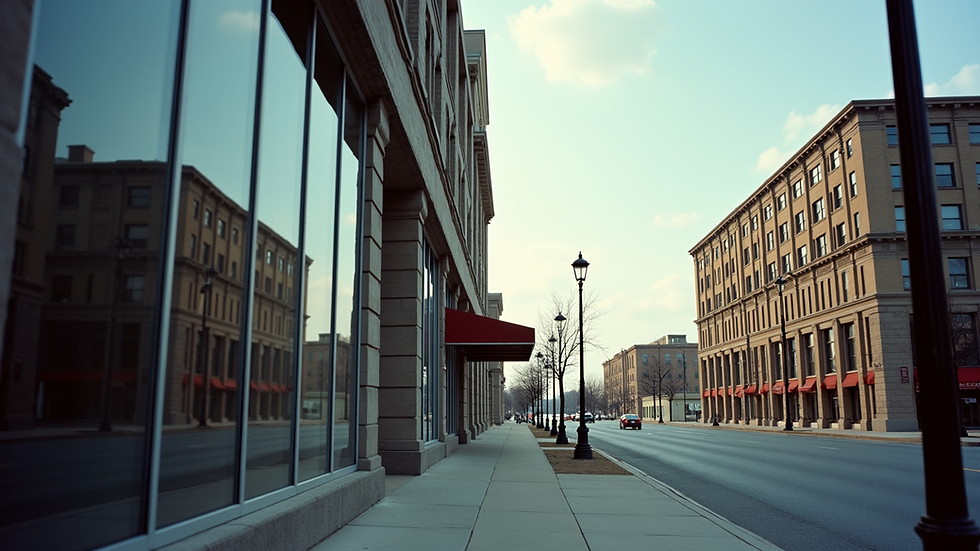 Eye-level view of a commercial building in St. Louis