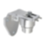 cerniere superiori a doppio cuscinetto con piastra spessa fissabile a colonne in cemento con meccanismo di regolazione e perno ad infilare su tubolari saldabile alle ante di cancelli a battente