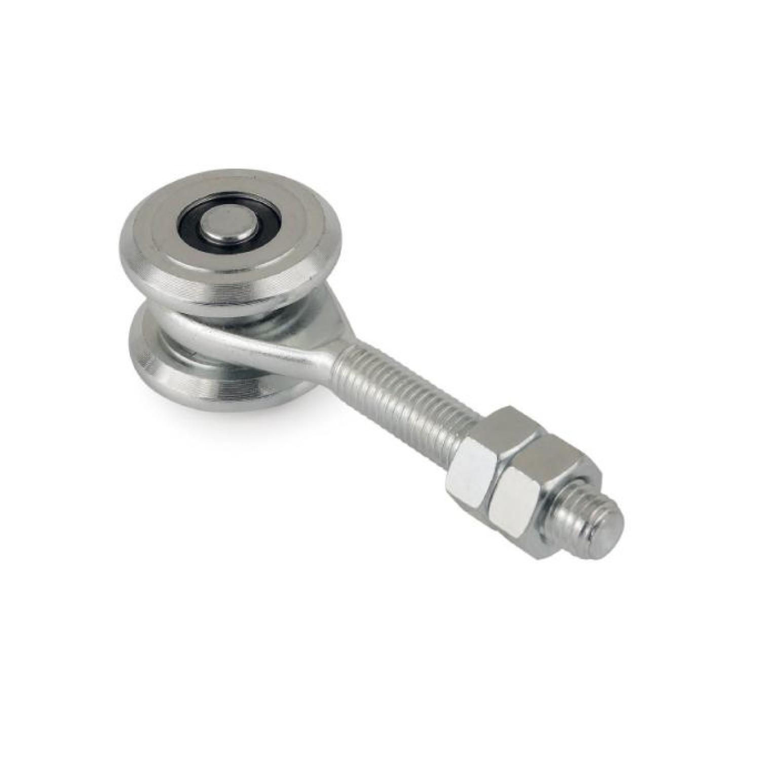 carrelli scorrevoli per portoni con cuscinetti due ruote diametro 24 acciaio zincato con monorotaia gambo filettato due dadi