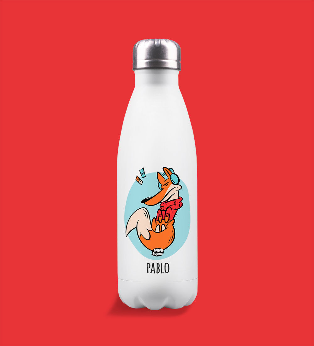 Gourde isotherme Tootoons 350 ml, modèle Renard, texte personnalisable