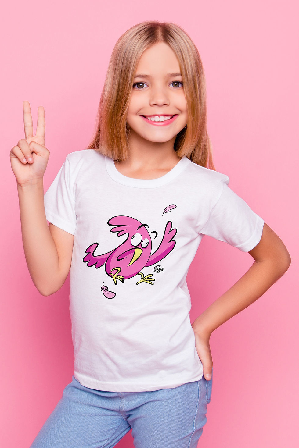 Miniature : Tee-shirt Enfant/Ado Tootoons, modèle Oiseau en panique, texte personnalisable