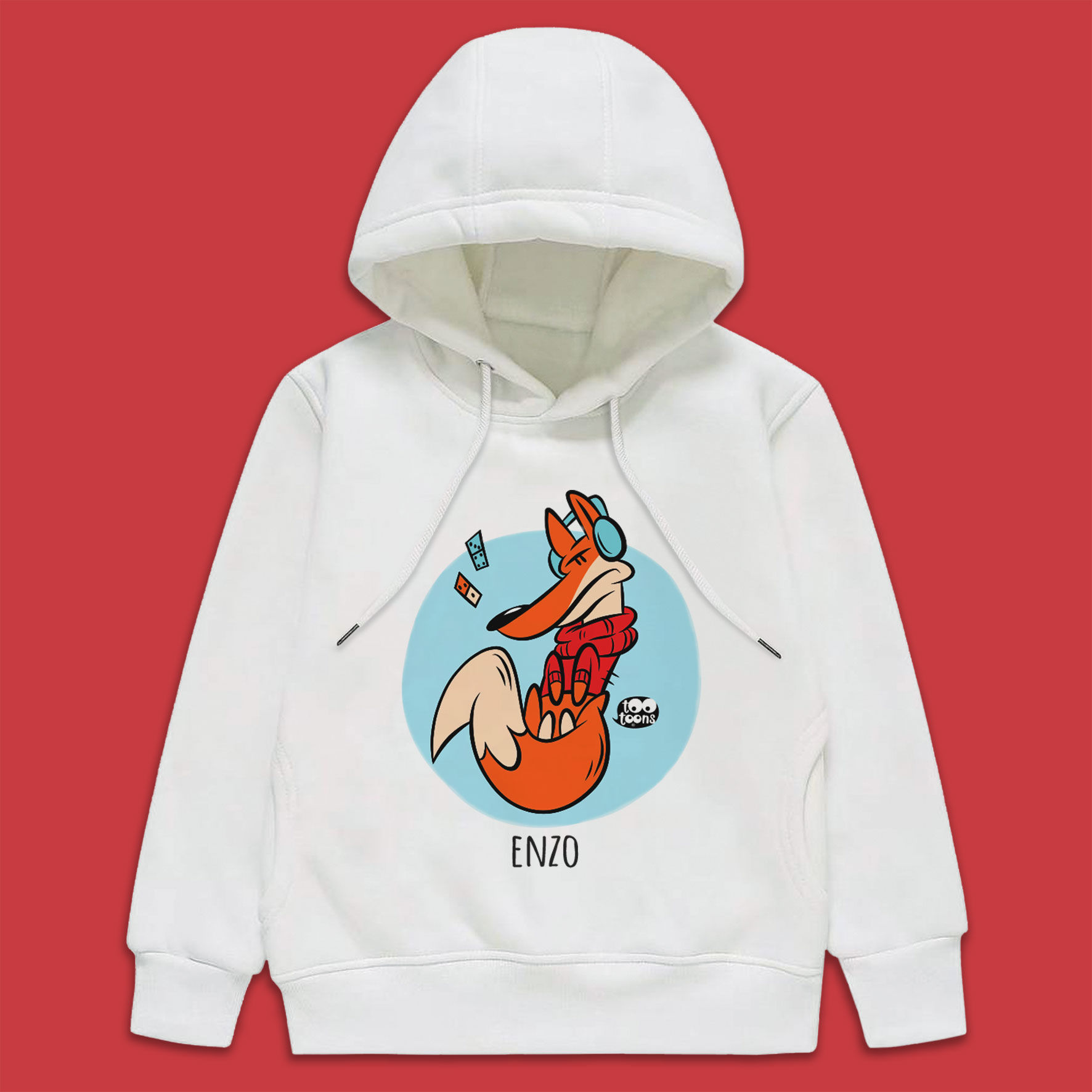 Sweat Blanc Enfant/Ado Tootoons, modèle Renard, texte personnalisable