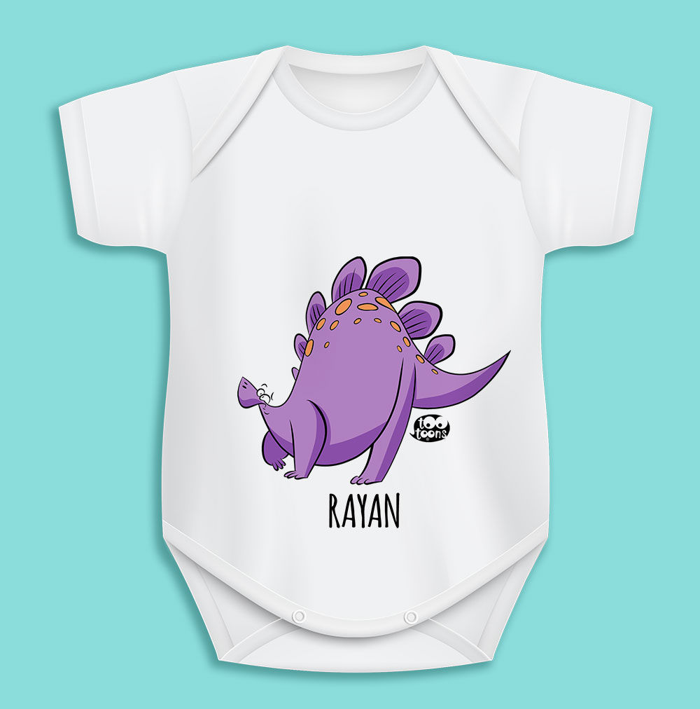 Body blanc Tootoons, modèle Dinosaure, texte personnalisable