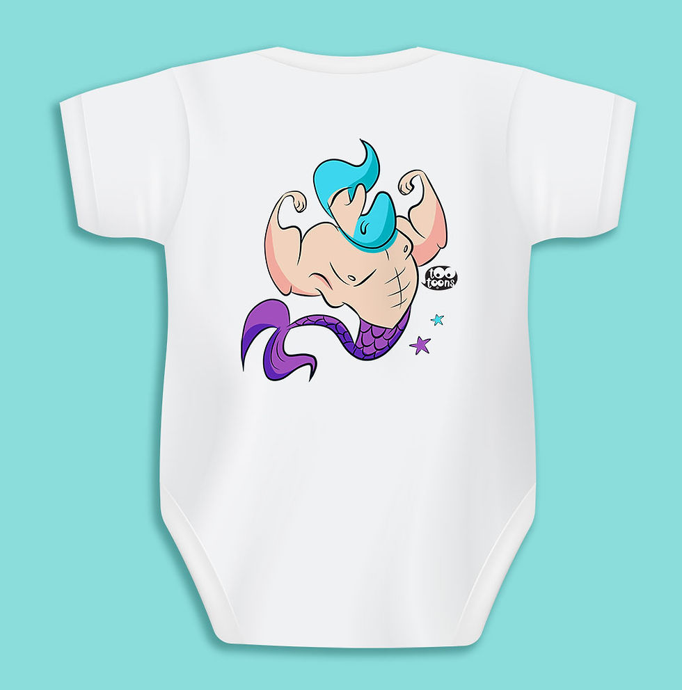 Miniature : Body blanc Tootoons, modèle Sirène musclée, texte personnalisable