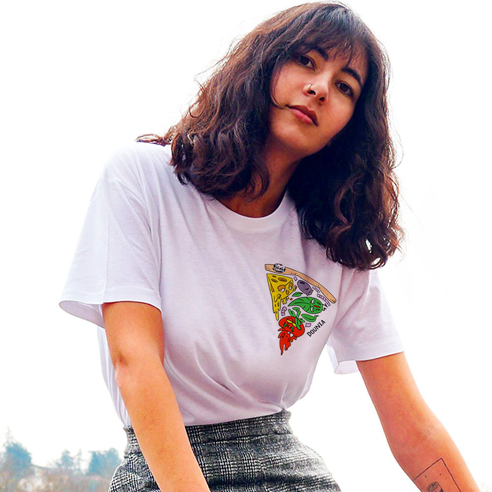 Miniature : Tee-shirt Femme, coupe homme 2 faces Tootoons, Pizza, personnalisable