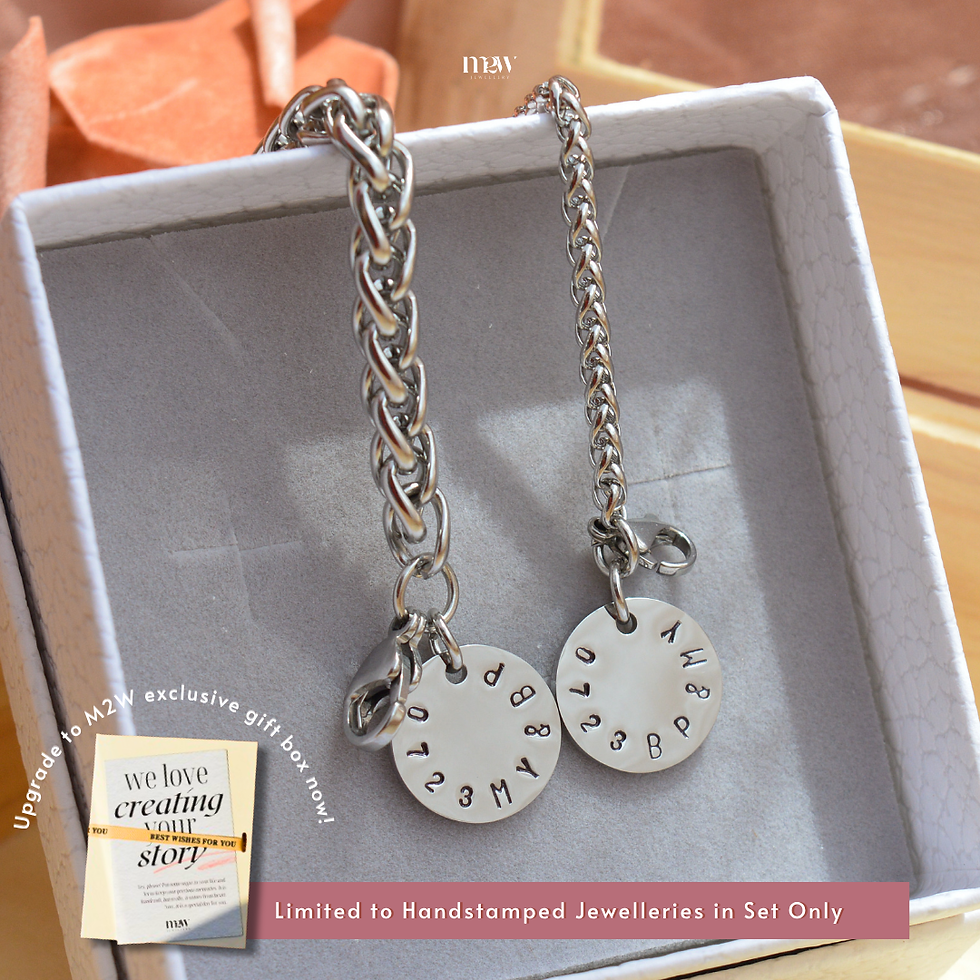 Stainless Steel Coolguy 6mm and 3mm Bracelets + Round Shaped Handstamped Pendant