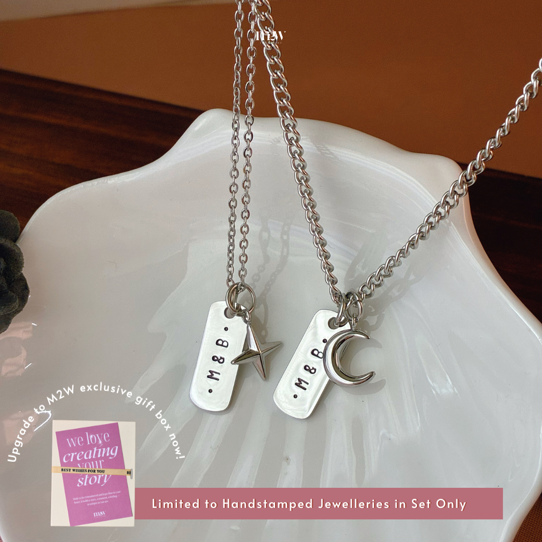 Stainless Steel The Mini Sparkles with Thin & Curb Necklace+ Handstamped Pendant