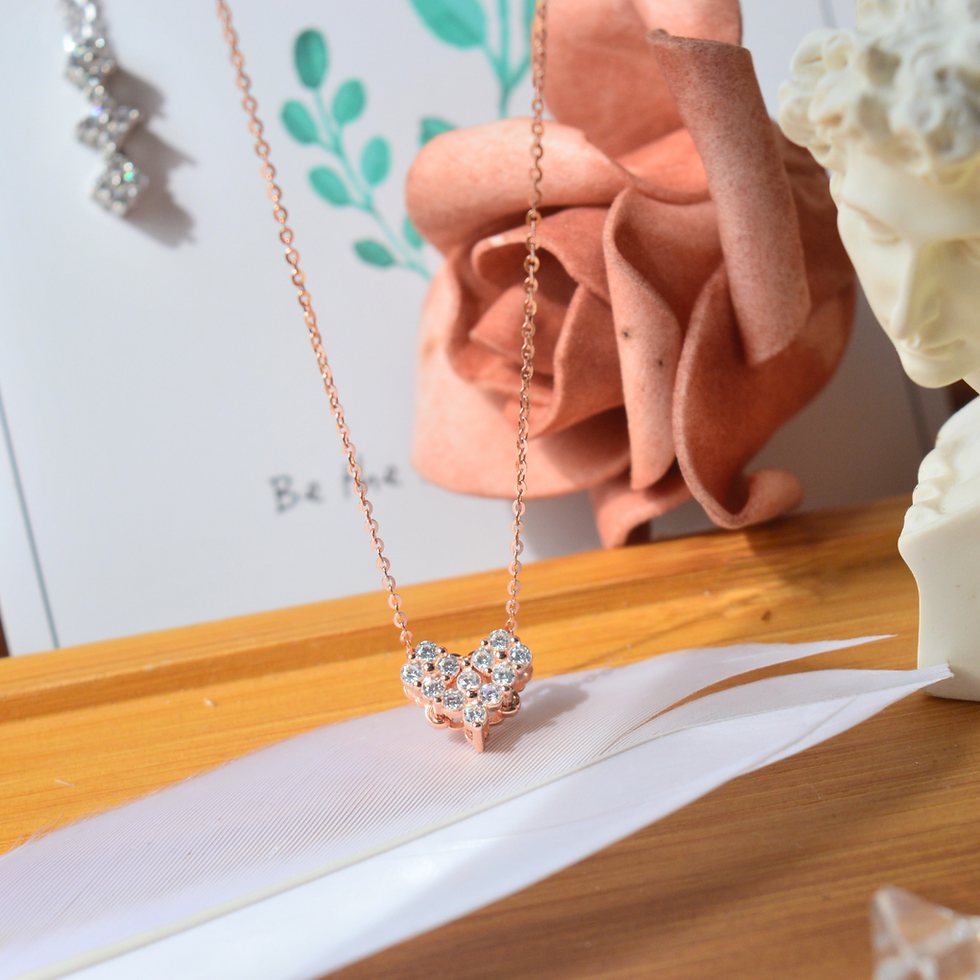 Thumbnail: (2 ways to wear) 925 Sterling Silver Diamond Love | Silver / Rose Gold