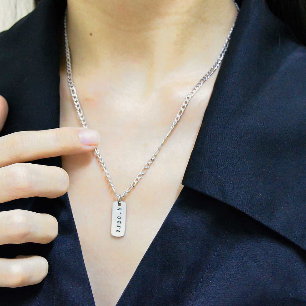 Thumbnail: Stainless Steel BNK Couple Necklace + Handstamped Pendant