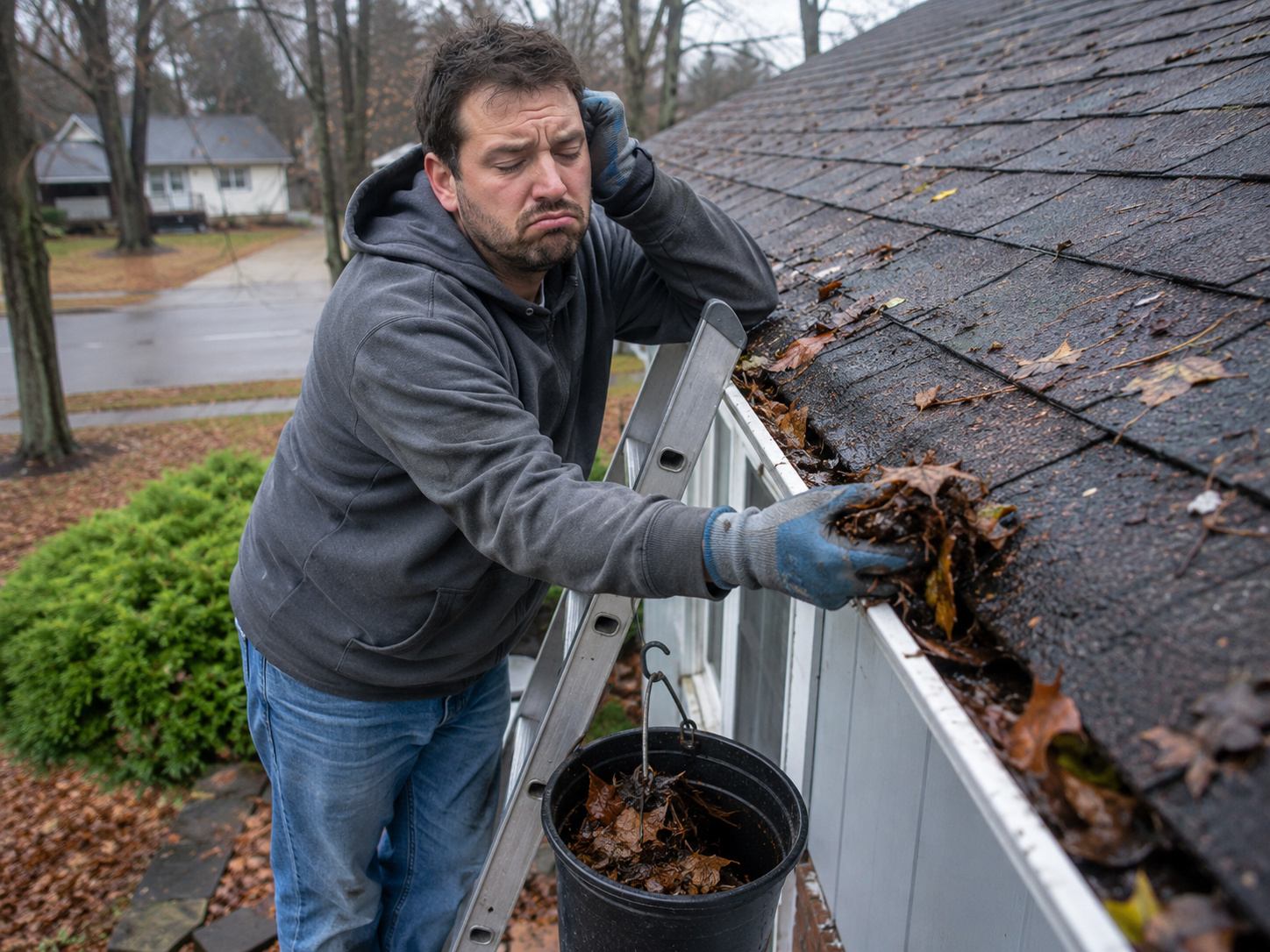 Homeowner gutter cleaning risk reduced with professional gutter protection