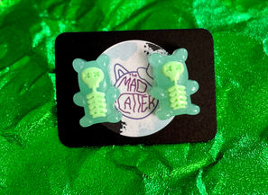 Green Skeleton Gummy Bear Studs