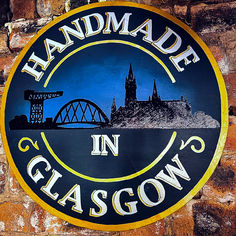 Hand-painted Handmade in Glasgow Sign.