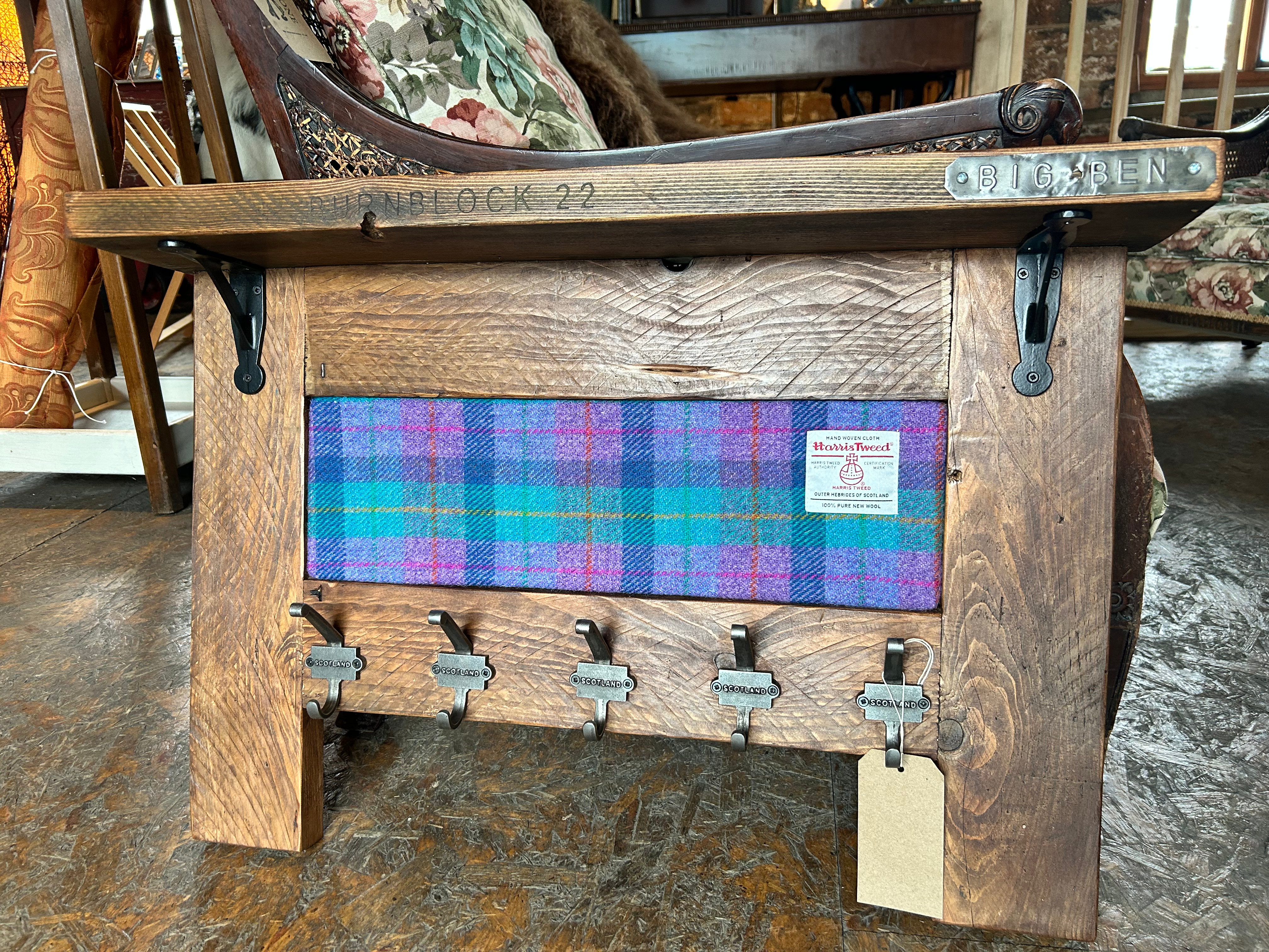 Wooden coatrack with fabric insert