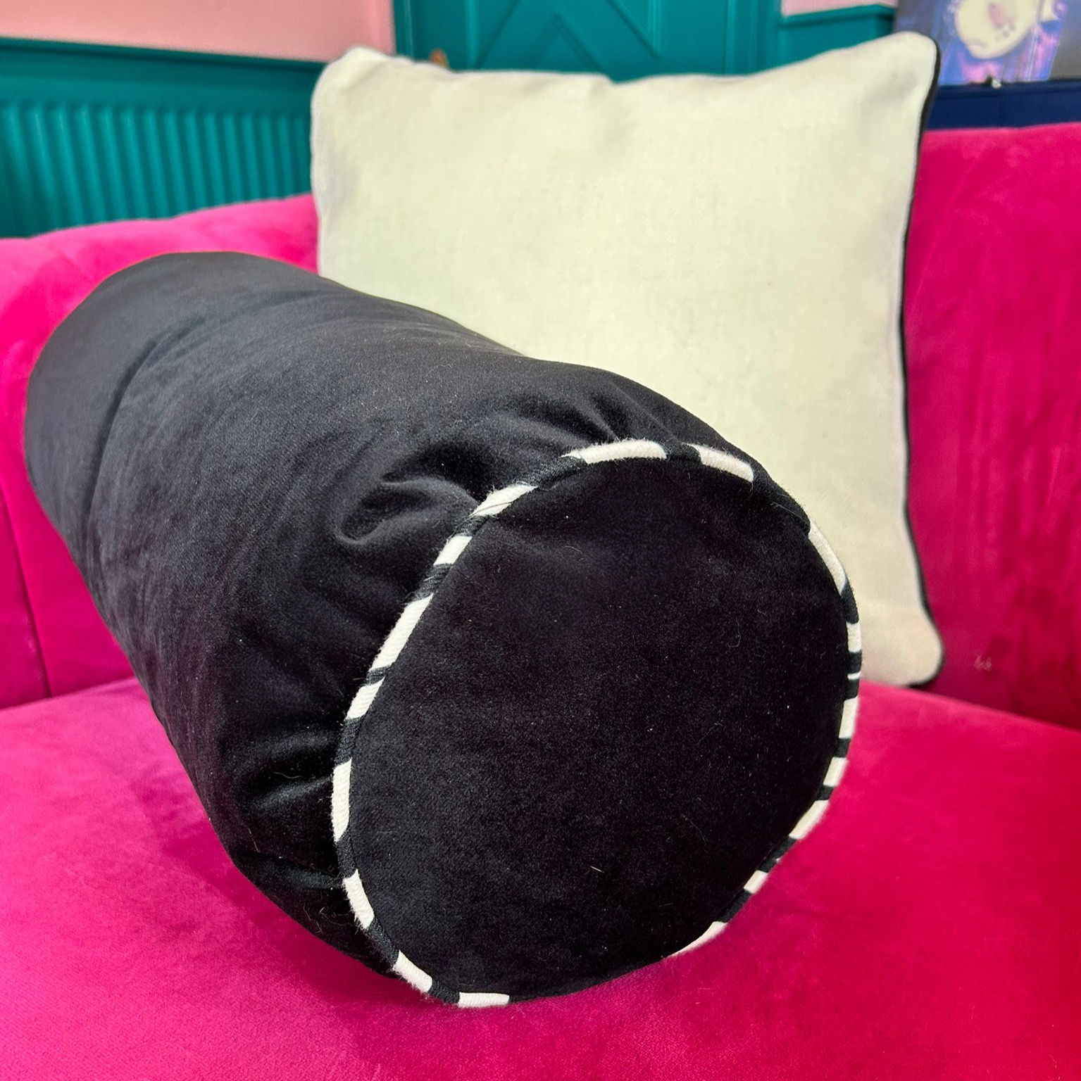 Black Velvet Bolster Cushion