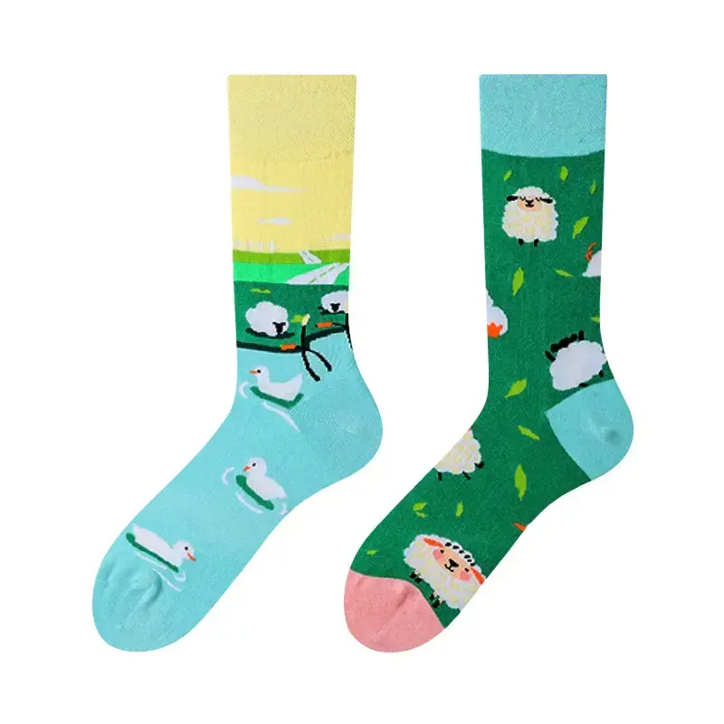 Thumbnail: 3 Pairs Rabbit Bunny Sheep - Colorful Fashion ODD Socks Unisex Crew Socks UK 4-8