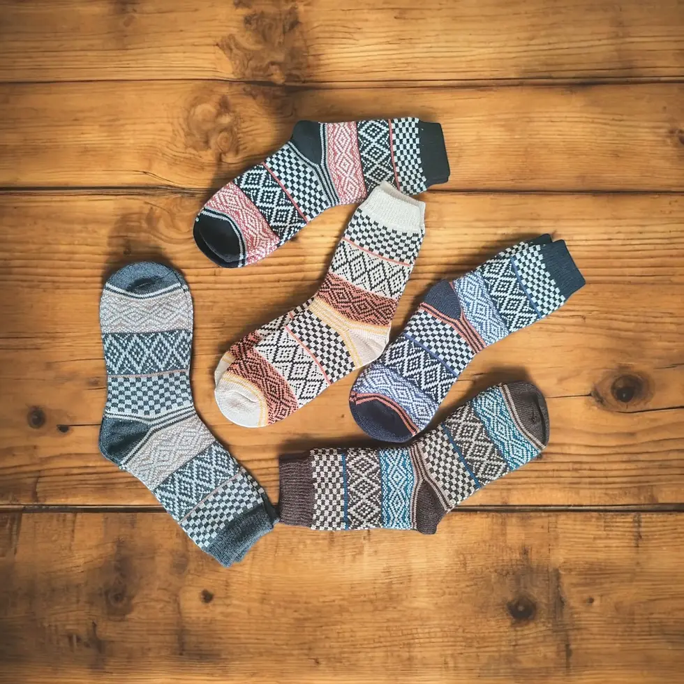 Thumbnail: 5 Pairs Nordic Winter Soft Warm Wool Winter Ethnic Style Socks UK 4-7